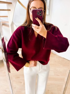 Sweter Paul Bordo 65% wełna