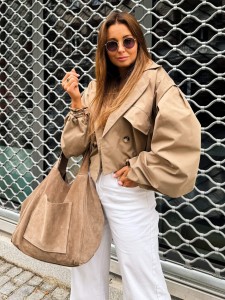 Torebka Camel Skóra zamsz 