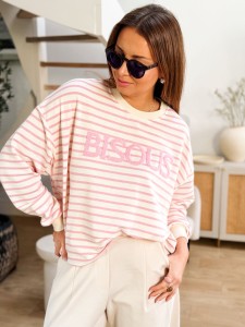 Bluza Bisous Stripes Cream&Pink 