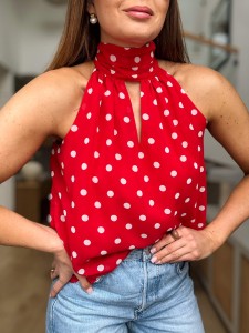 Bluzka Dotty Red&White   