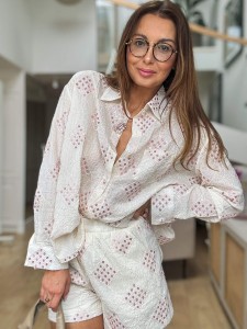 Komplet Koszula&Szorty Graciella Beige&Pink 