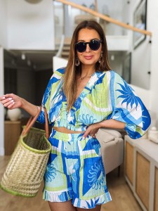 Bluzka Malaga Blue & Lime  