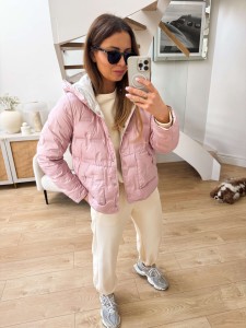 Kurtka Puchowa Dwustronna Pink&Cream