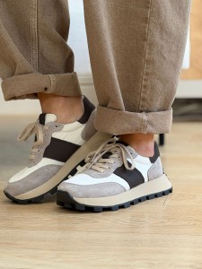 Sneakersy Pola Skóra Beige 