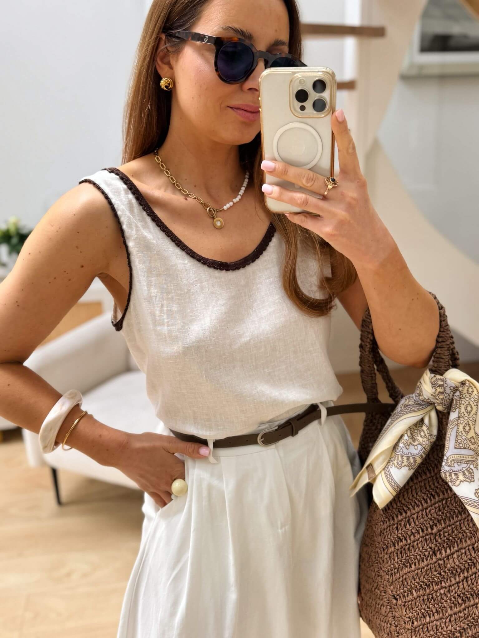 Top Cara White&Brown Len