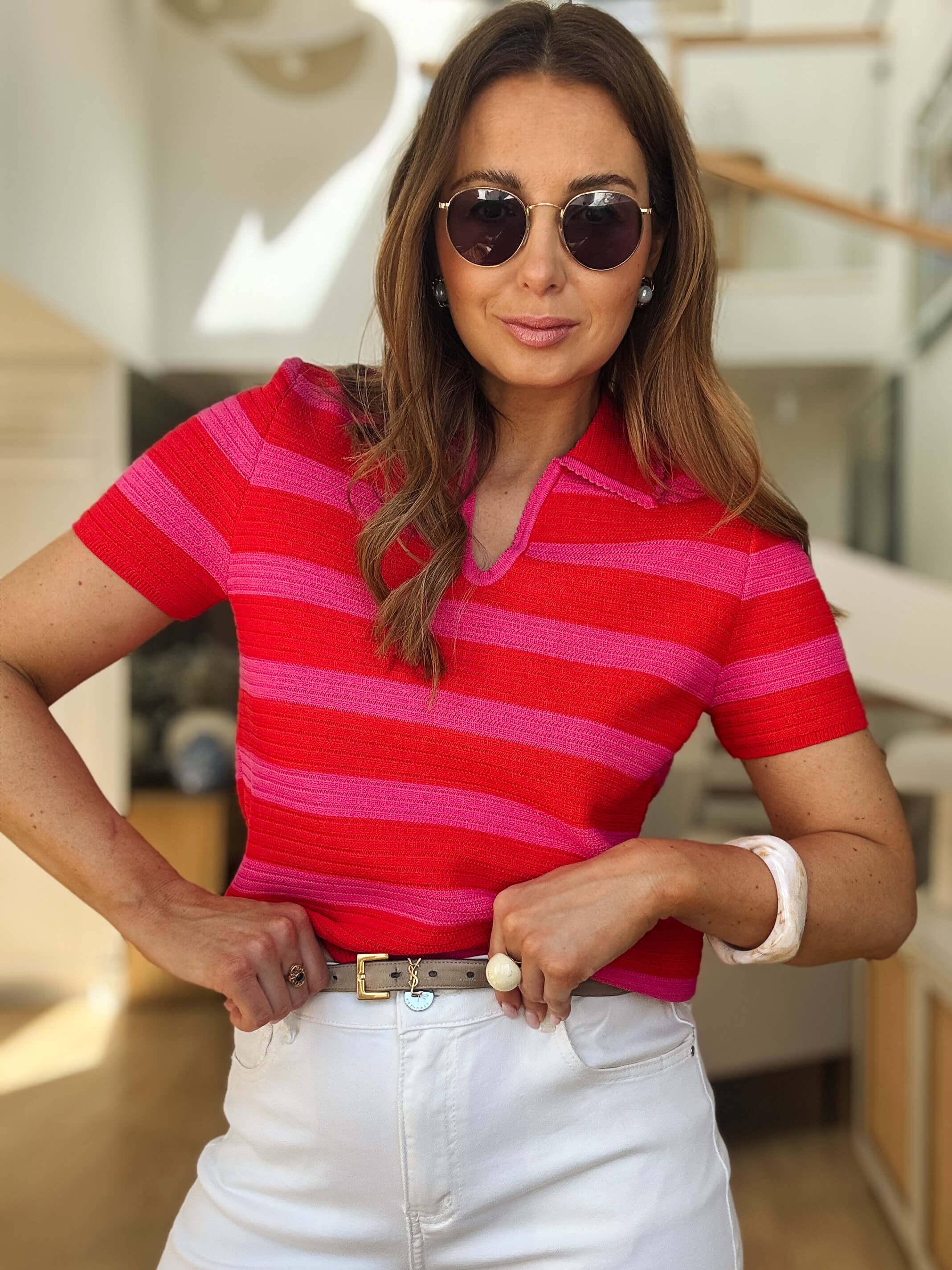 Bluzka Polo Judy Red&Pink