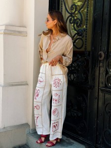 Spodnie Sicily Cream&Red