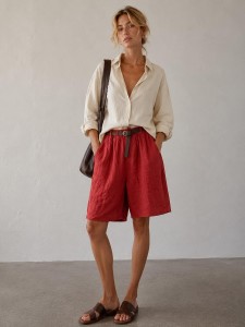 Szorty Palermo Terracota 100% len