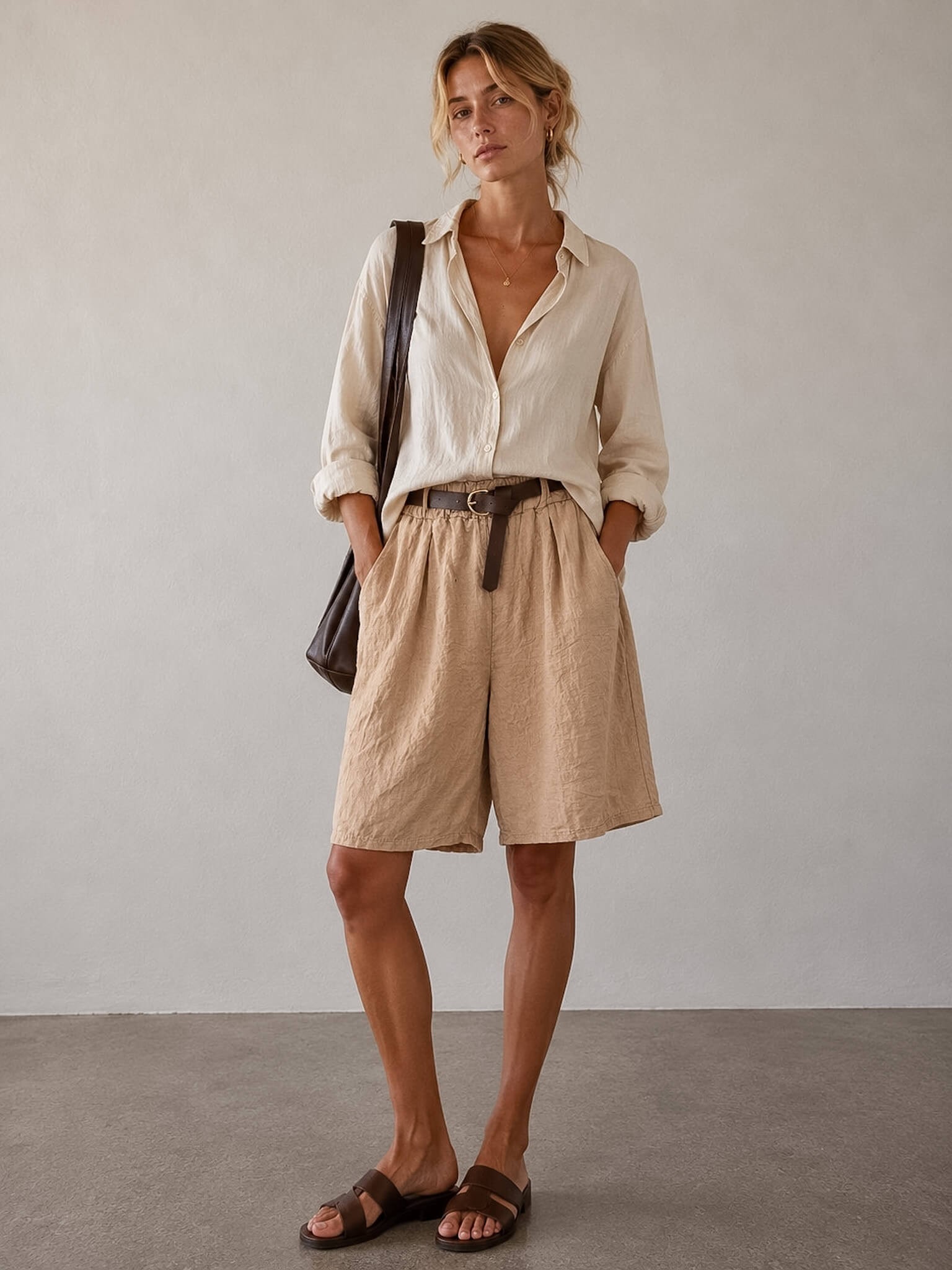 Szorty Palermo Beige 100% len
