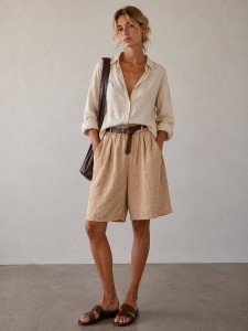 Szorty Palermo Beige 100% len