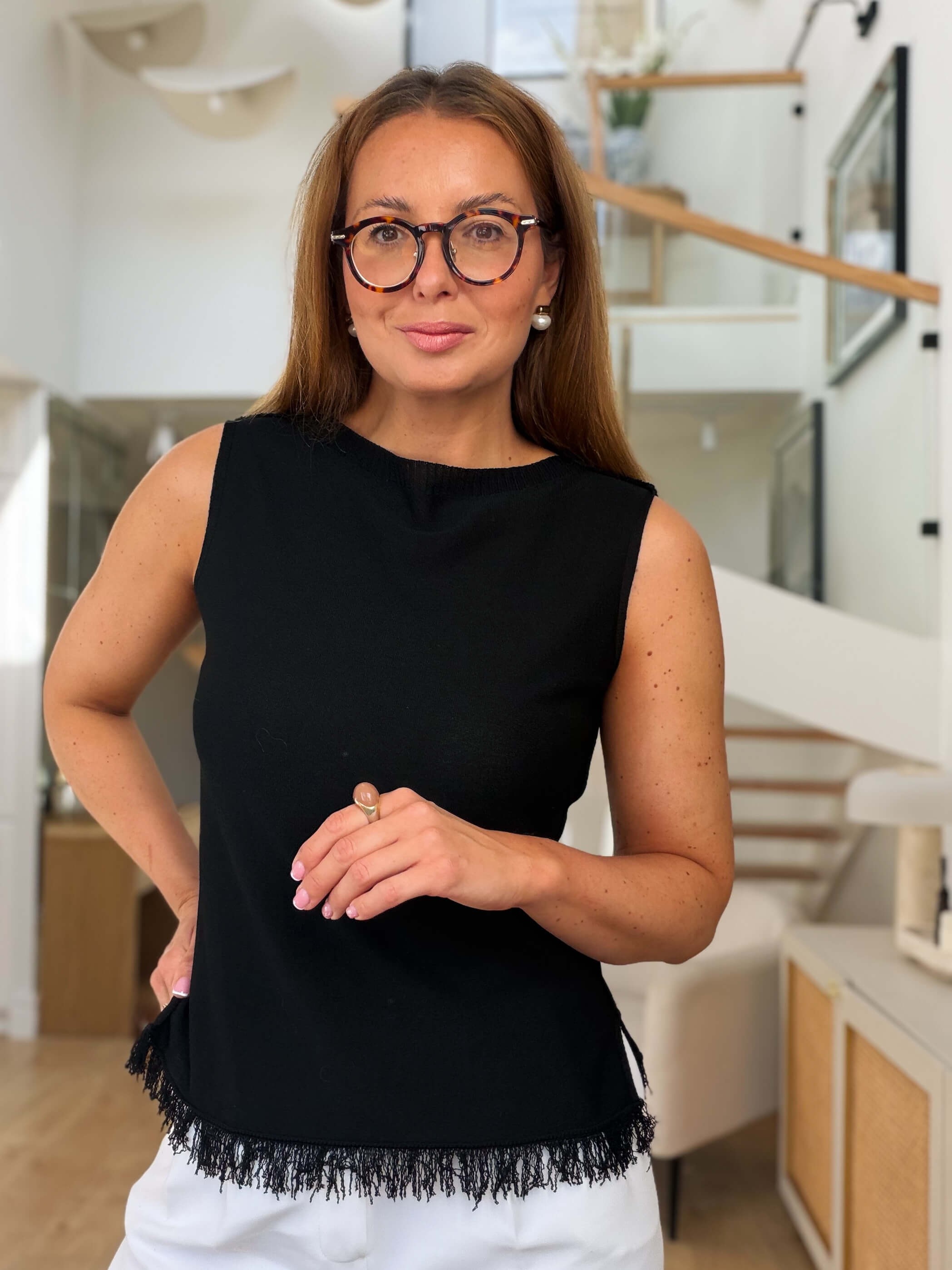 Bluzka Wiskoza Frędzle Black