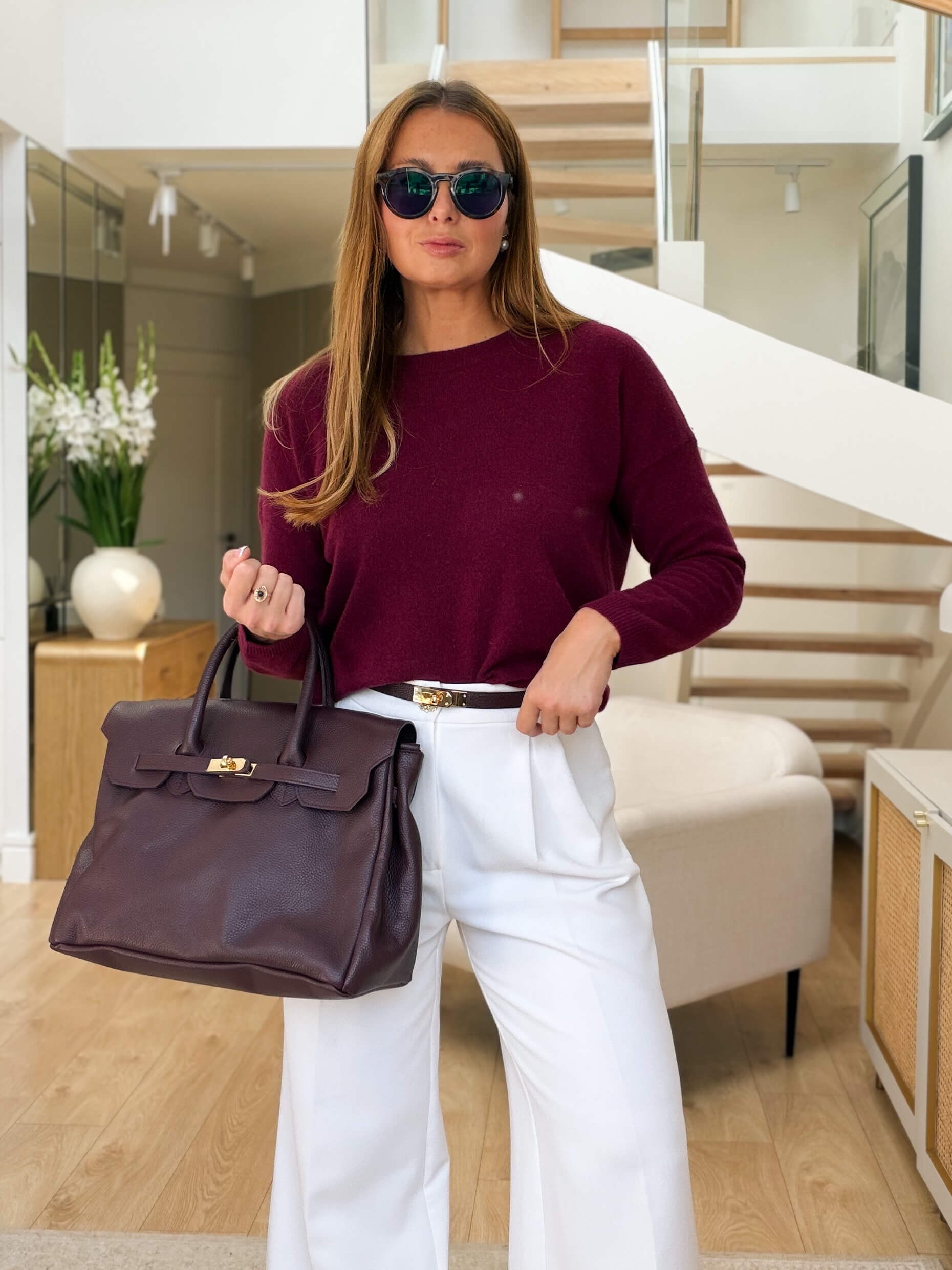 Sweter Sins 100% Wełna Merino Bordo 