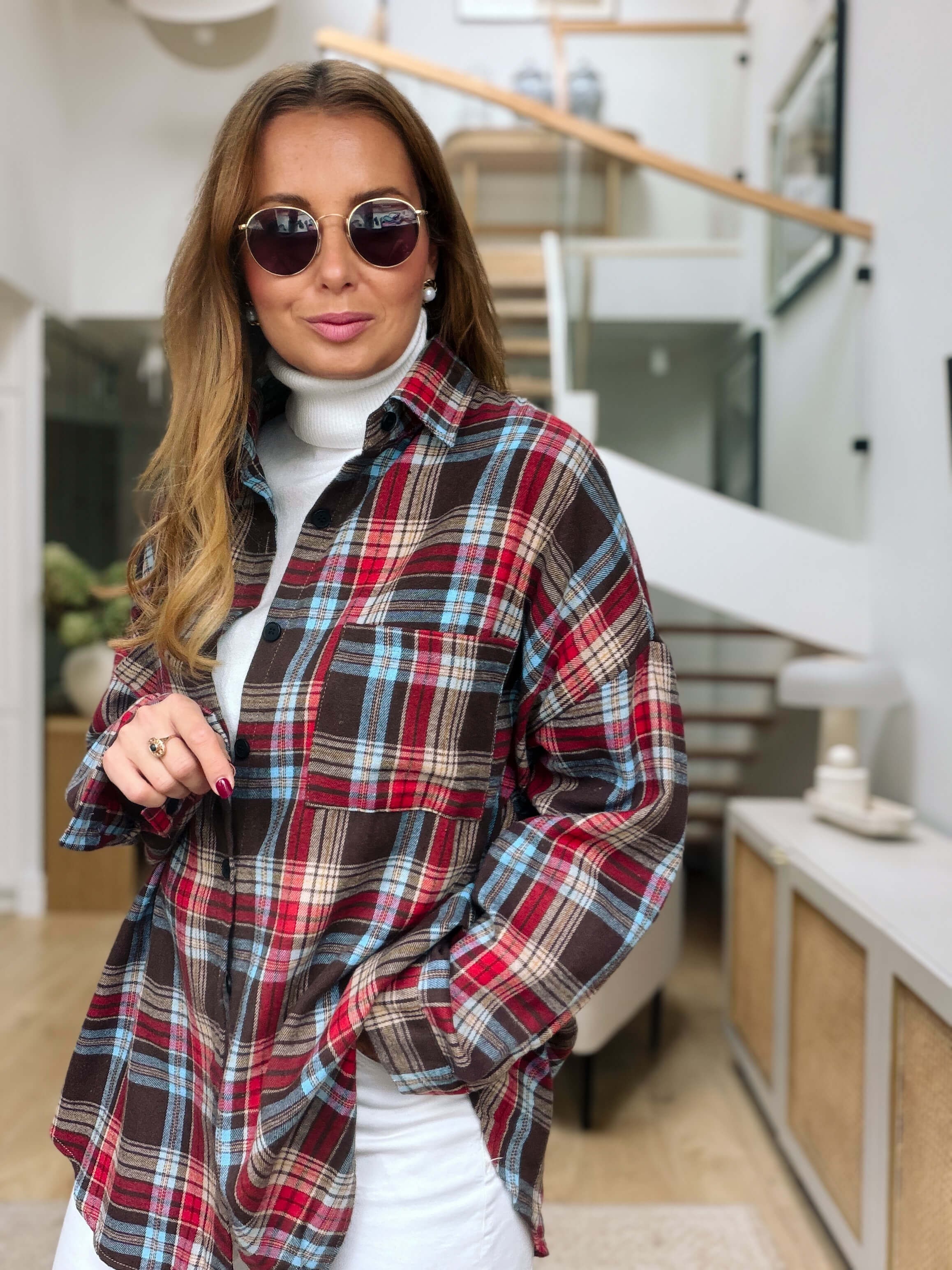 Koszula Krata Oversize Blue&Red