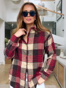 Koszula Krata Flannel Beige&Red  