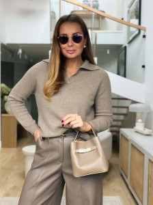 Sweter Loren Taupe 100% Kaszmir  