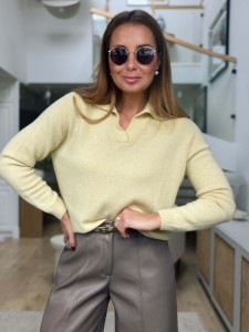 Sweter Loren Butter Yellow 100% Kaszmir 