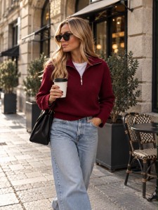 Sweter Sori Wełna 100% Red Wine